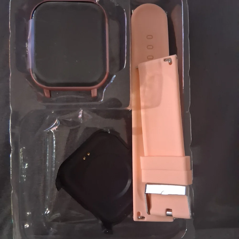 DOVIICO Pink Silicone Smartwatch with Gold Case - Picture 2 of 3